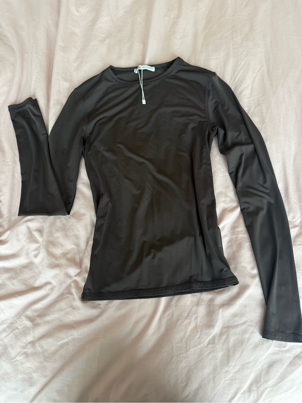 Zara Black Long Sleeve Crew Neck Top Slinky soft material